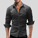 Vintage Denim Button-Down Shirt for Men - View 6