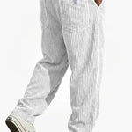 Ribbed Corduroy Straight Leg Trousers for Men - White