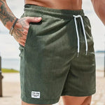 Ribbed Corduroy Shorts with Drawstring for Men