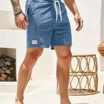 Ribbed Corduroy Shorts with Drawstring for Men - View 7