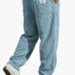 Ribbed Corduroy Straight Leg Trousers for Men - Light Blue