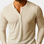 V-Neck Henley Long Sleeve Shirt for Men