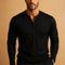 V-Neck Henley Long Sleeve Shirt for Men - Black