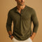 V-Neck Henley Long Sleeve Shirt for Men - Green