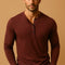 V-Neck Henley Long Sleeve Shirt for Men - Red