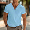 V-Neck Henley Short Sleeve T-Shirt for Men - Light Blue