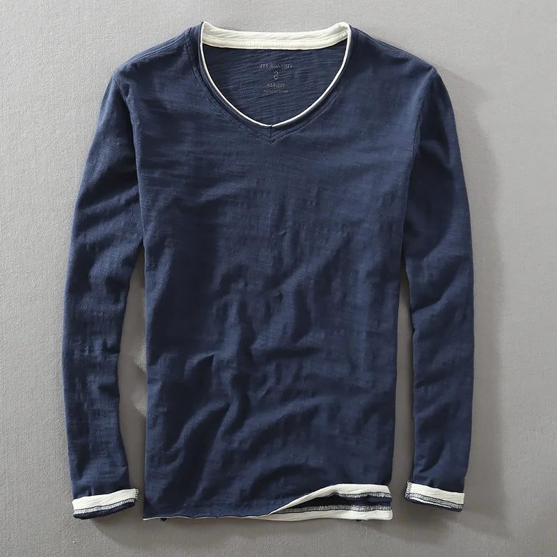 V-Neck Long Sleeve T-Shirt for Men