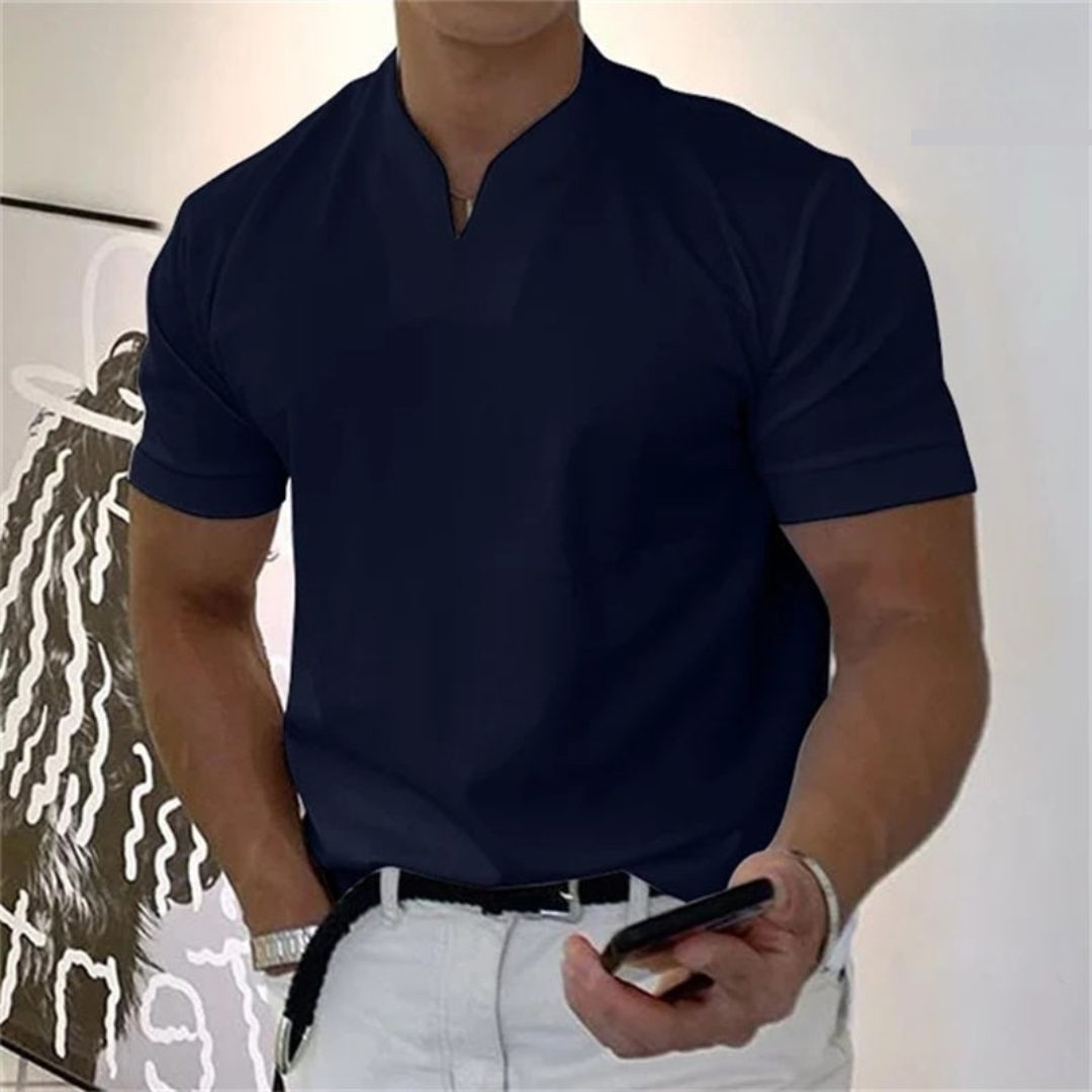 V-Neck Slim Fit T-Shirt for Men - Navy Blue
