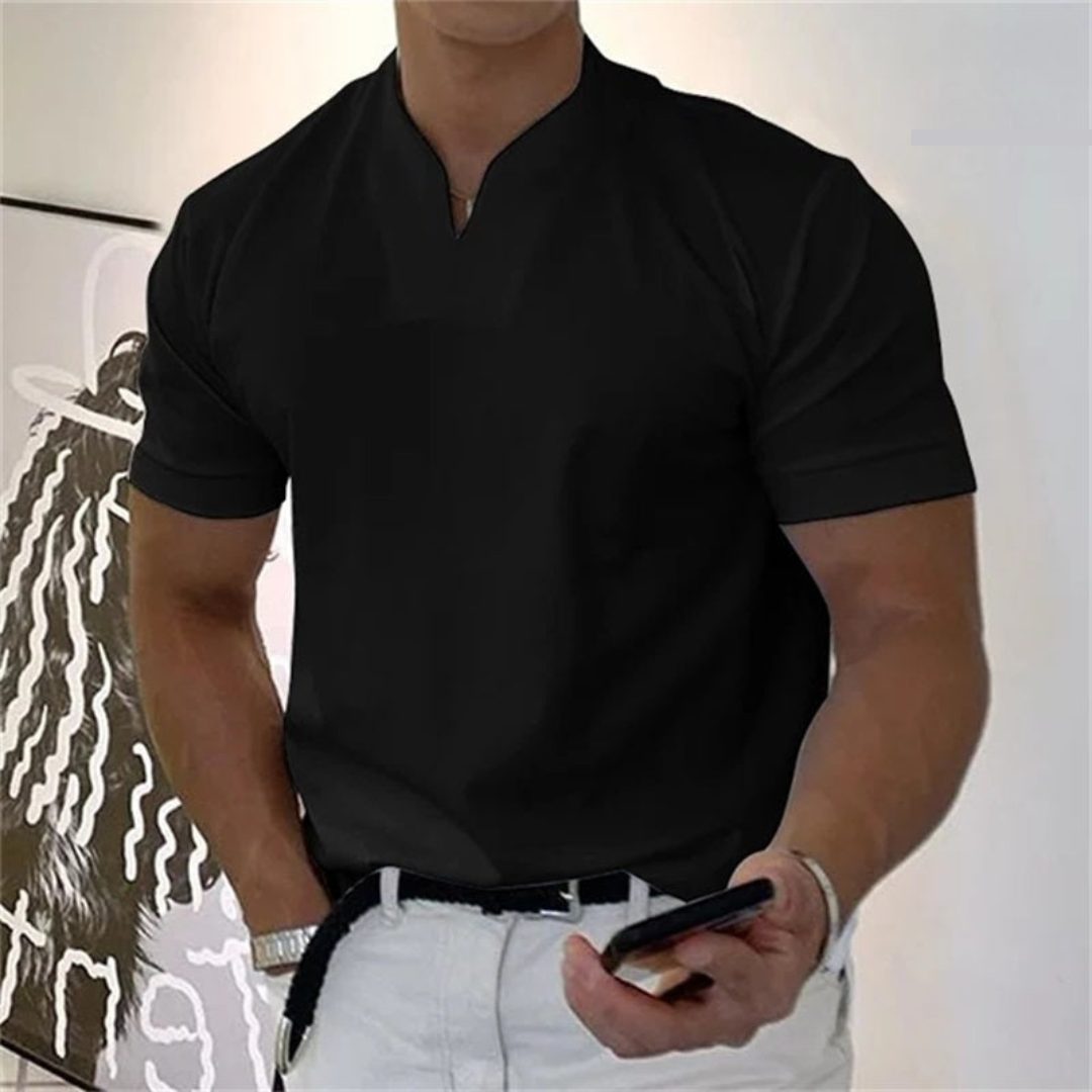V-Neck Slim Fit T-Shirt for Men - Black