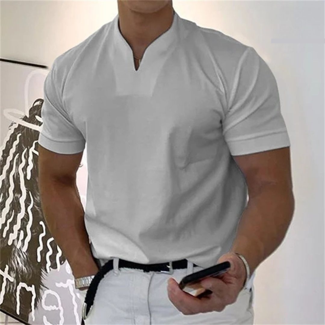 V-Neck Slim Fit T-Shirt for Men - Gray