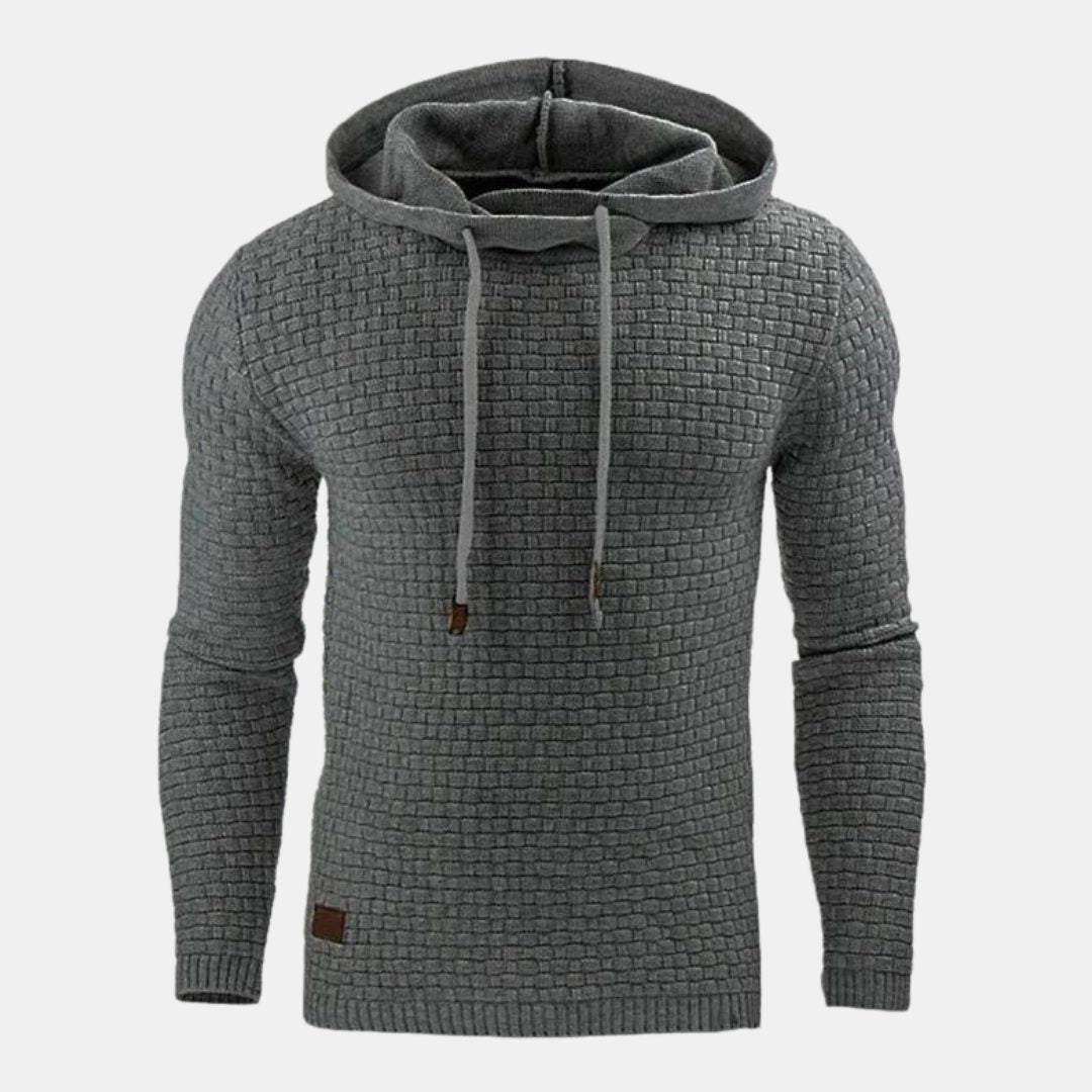 Waffle Knit Hoodie Pullover for Men