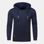 Waffle Knit Hoodie Pullover for Men - Navy Blue