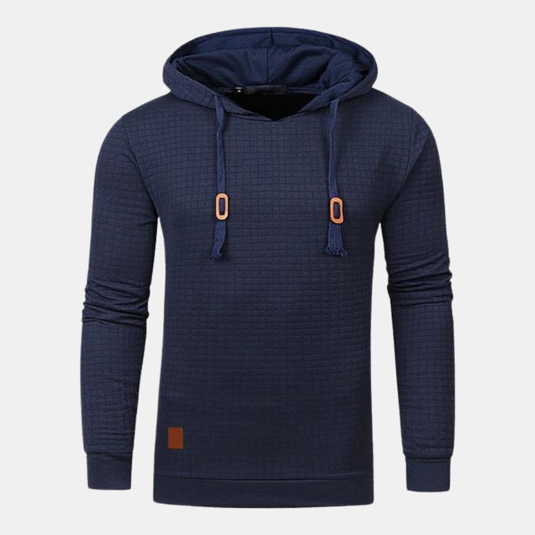 Waffle Knit Hoodie Pullover for Men - Navy Blue