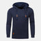 Waffle Knit Hoodie Pullover for Men - Navy Blue