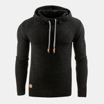Waffle Knit Hoodie Pullover for Men - Black