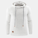 Waffle Knit Hoodie Pullover for Men - White