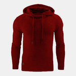 Waffle Knit Hoodie Pullover for Men - Red