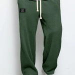 Wide Leg Drawstring Trousers for Men - Dark Green