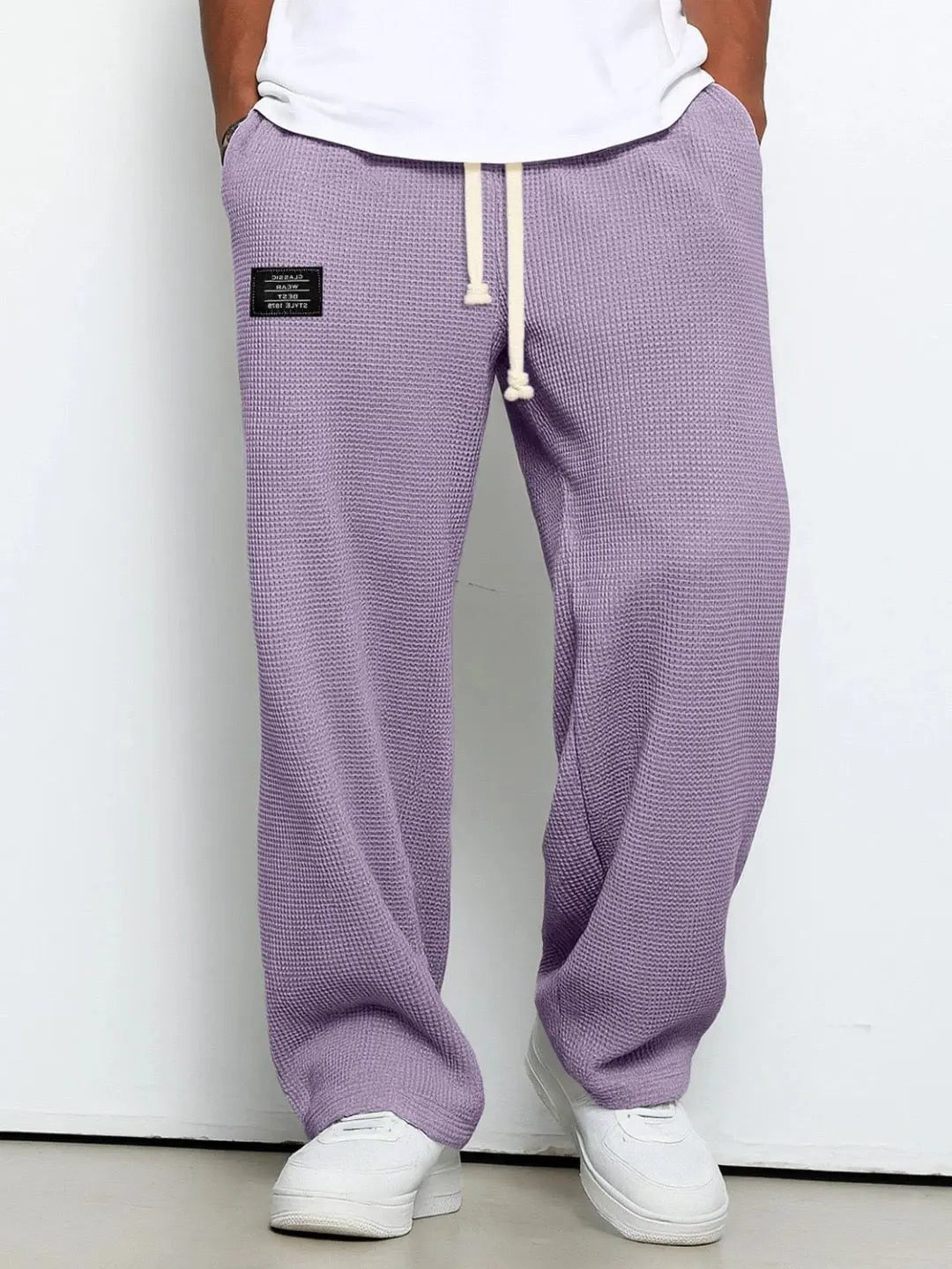 Wide Leg Drawstring Trousers for Men - Purple
