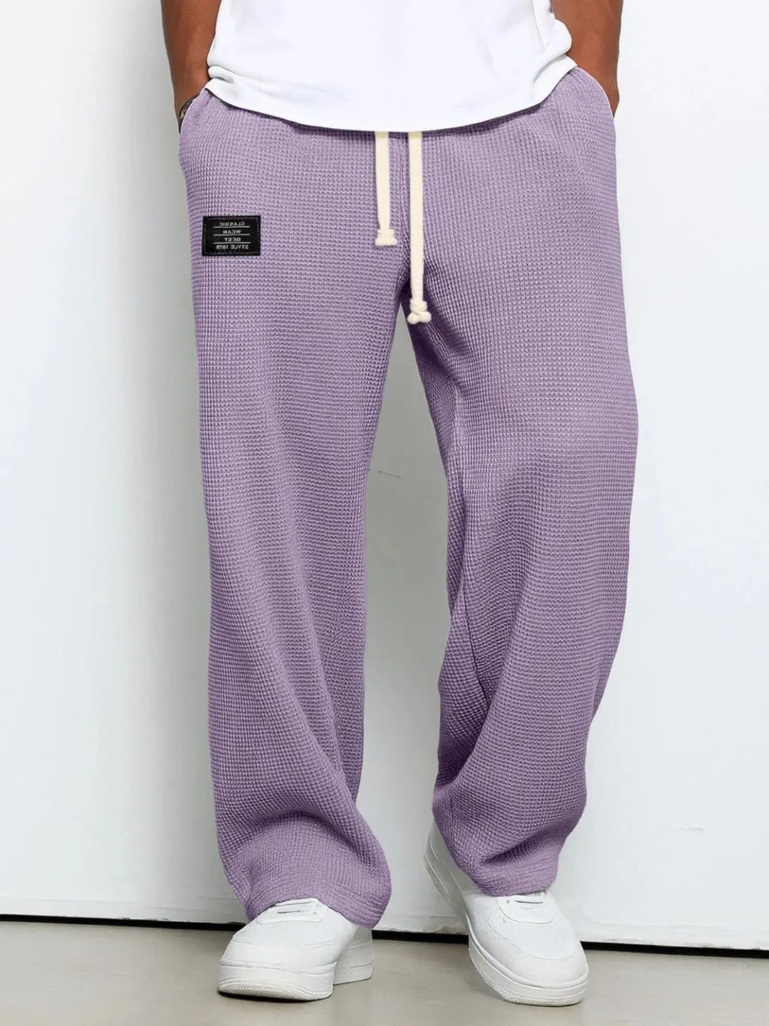 Wide Leg Drawstring Trousers for Men - Purple