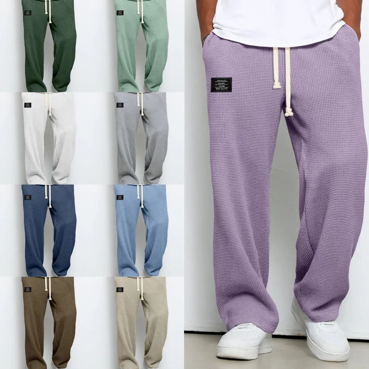 Wide Leg Drawstring Trousers for Men - View 12