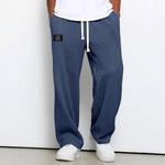 Wide Leg Drawstring Trousers for Men - Navy Blue