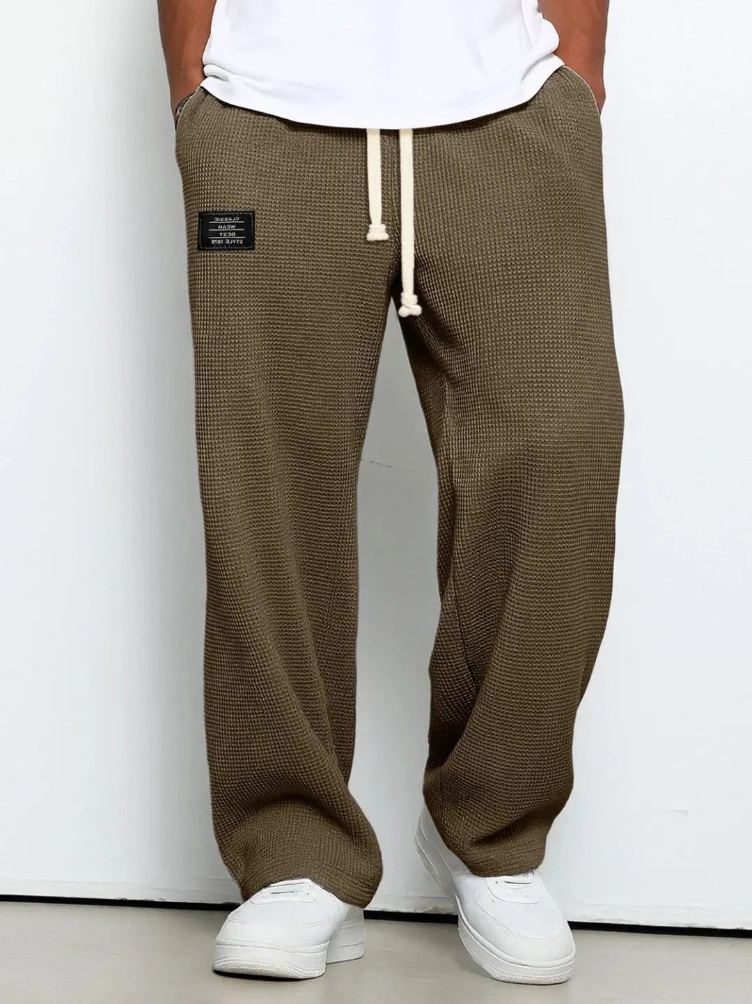 Wide Leg Drawstring Trousers for Men - Dark Brown