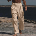 Wide Leg Linen Trousers for Men