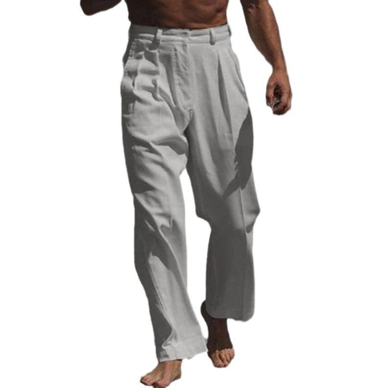 Wide Leg Linen Trousers for Men - View 5