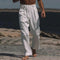 Wide Leg Linen Trousers for Men - White