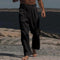 Wide Leg Linen Trousers for Men - Black