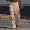 Wide Leg Linen Trousers for Men - Khaki
