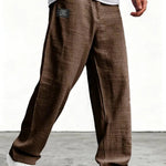 Wide-Leg Linen Trousers for Men - Coffee