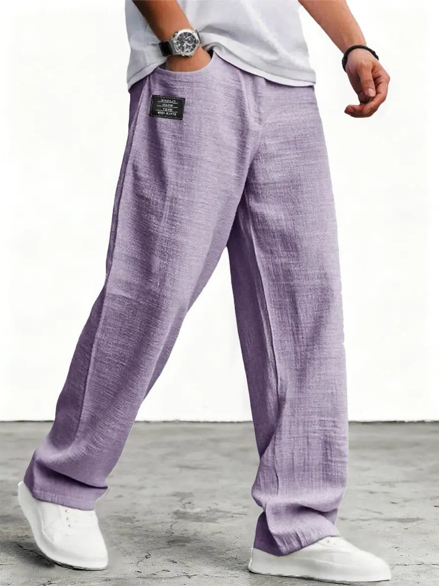 Wide-Leg Linen Trousers for Men - Purple