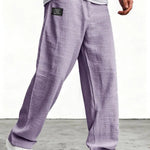 Wide-Leg Linen Trousers for Men - Purple