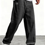 Wide-Leg Linen Trousers for Men - Black