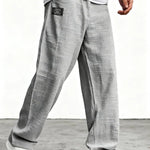 Wide-Leg Linen Trousers for Men - Gray