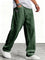 Wide-Leg Linen Trousers for Men - Dark Green