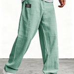 Wide-Leg Linen Trousers for Men - Green