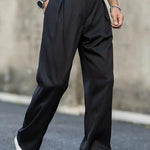 Wide Leg Pleated Chino Trousers for Men - View 4