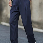 Wide Leg Pleated Chino Trousers for Men - View 5