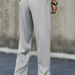 Wide Leg Pleated Chino Trousers for Men - View 6