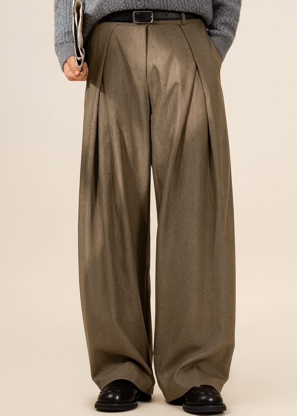 Wide Leg Pleated Trousers for Men
