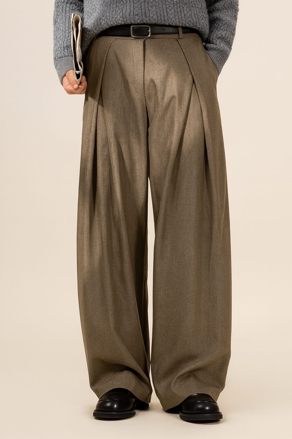 Wide Leg Pleated Trousers for Men