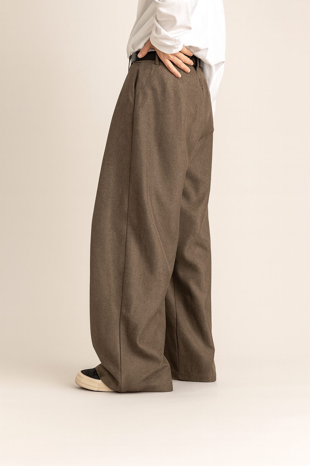 Wide Leg Pleated Trousers for Men - View 2