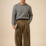 Wide Leg Pleated Trousers for Men - View 3