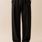 Wide Leg Pleated Trousers for Men - Black