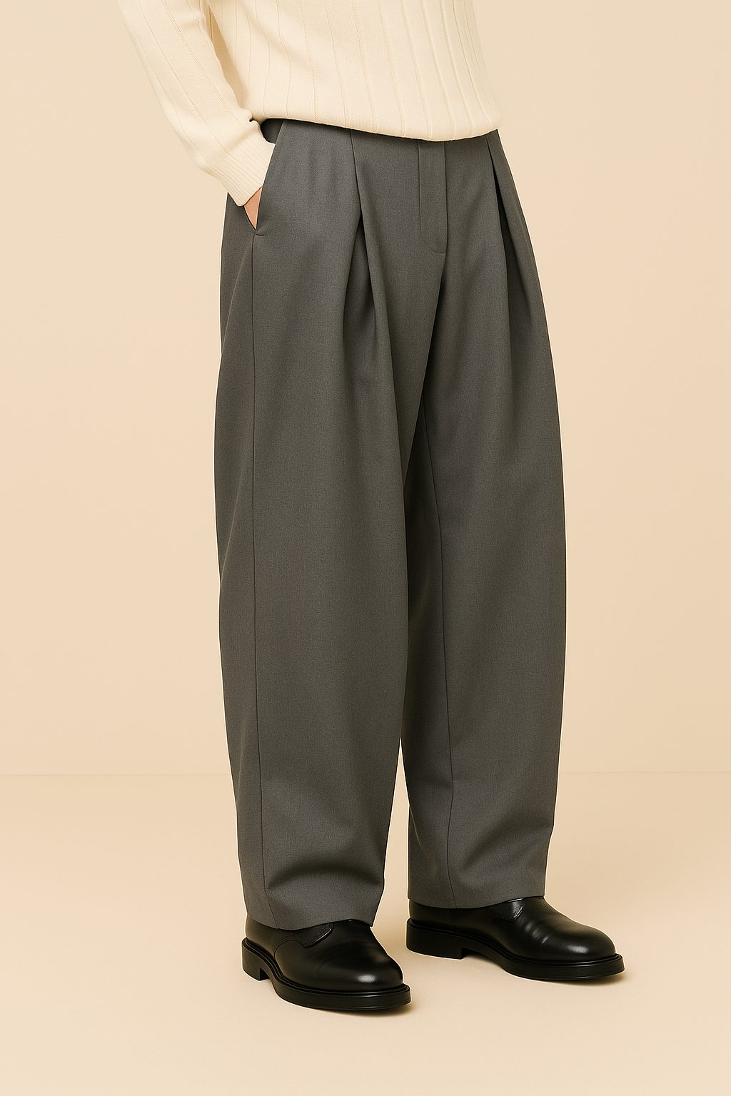 Wide Leg Pleated Trousers for Men - View 7