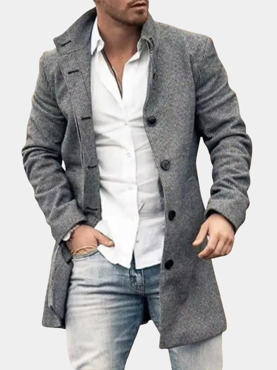 Wool Blend Long Coat for Men