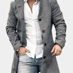 Wool Blend Long Coat for Men